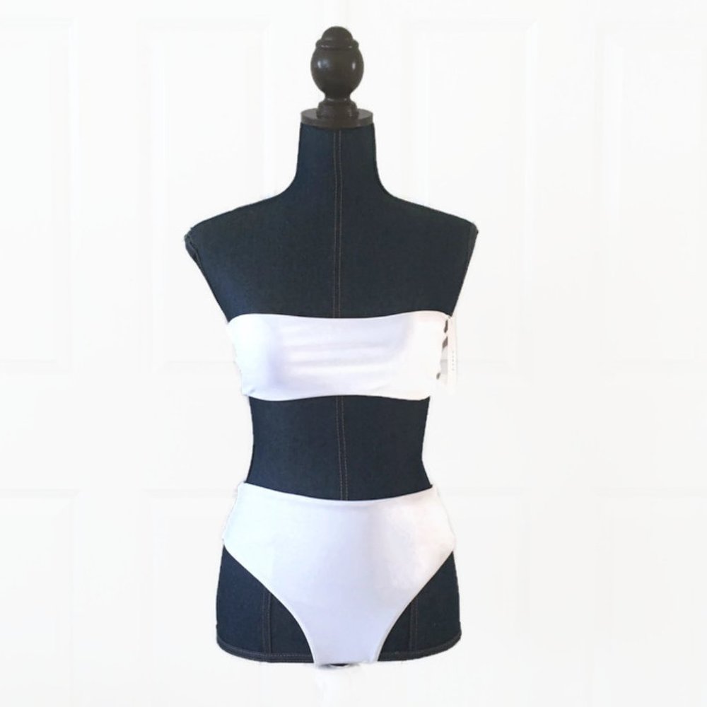 SOLD on eBay! ZAFUL SWIM 2 piece bikini bandeau top white 6 Med